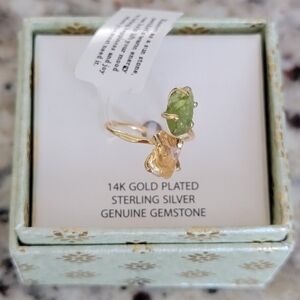 Shivam Sterling Silver Gold Plated Adjustable Ring NWT